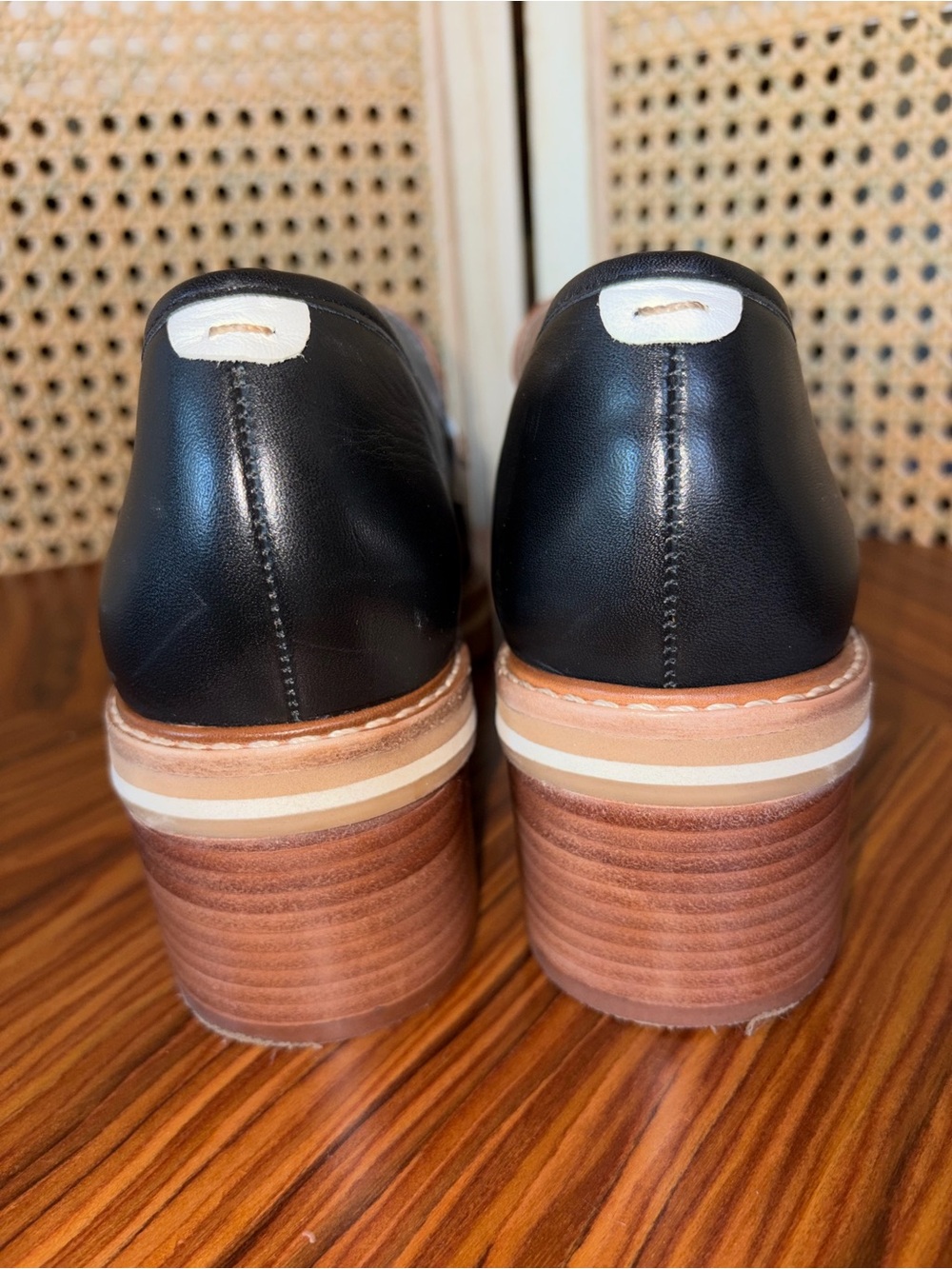 Bernardo Black, Brown & White Leather Lug Heel Loafer - Picture 4 of 5